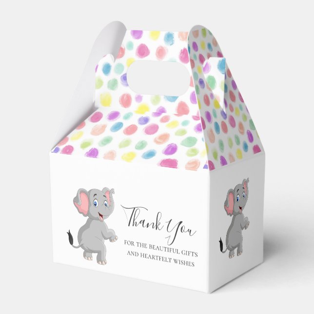 Elefant Poker Dots Favor Box Presentaskar (Baksidan Sidan)