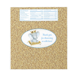 Elefant Prins Baby Shower Godisbarnetiketter Anteckningsblock
