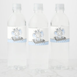 Elefant prins baby shower vattenflaskor etikett
