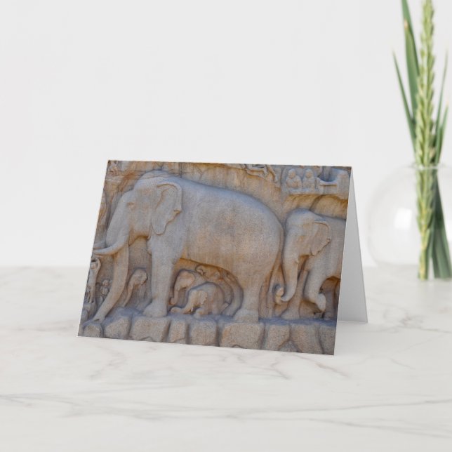 Elefant Procession, södra Indien Kort (Framsida)