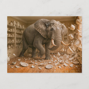 Elefant Rampages through China Shop Helg Vykort