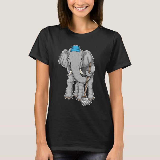 Elefant Rengöringsmoppe T Shirt (Framsida)