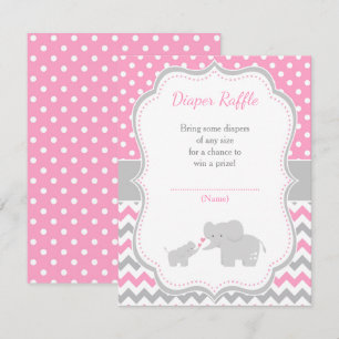 Elefant Rosa och Grått Baby Shower Tilläggskort