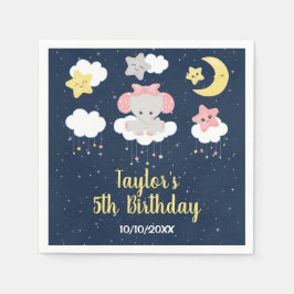 Elefant Rosa och marin Födelsedagsfest Pappersservett