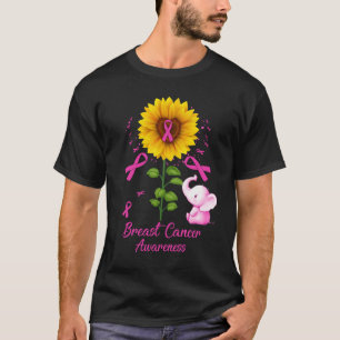 Elefant Rosa Ribbon Breast Cancer Awareness Sunfl T Shirt