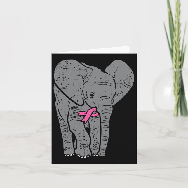 Elefant Rosa Ribbon Breast Cancer Awareness Suppo Kort (Framsida)