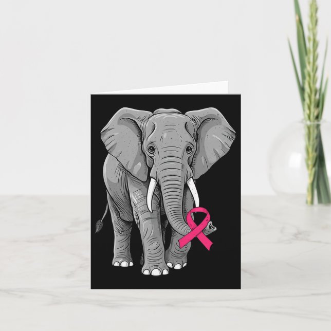 Elefant Rosa Ribbon Breast Cancer Awareness Suppo Kort (Framsida)