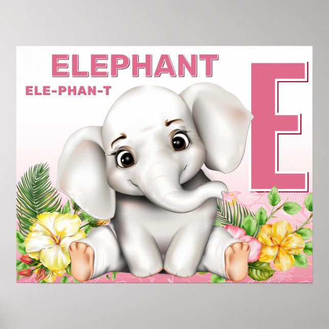 Elefant Safari Alfabetdiagram Poster (Framsidan)