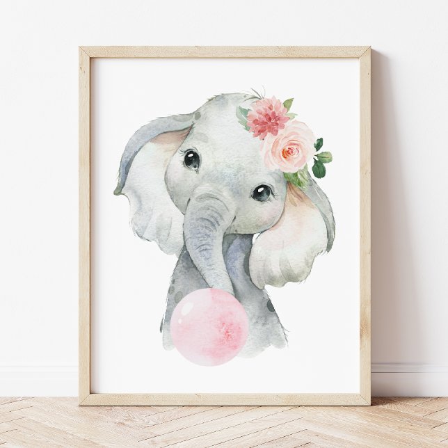 Elefant, Safari, Rosa Bubblegum, Flickrum Poster (Skapare uppladdad)
