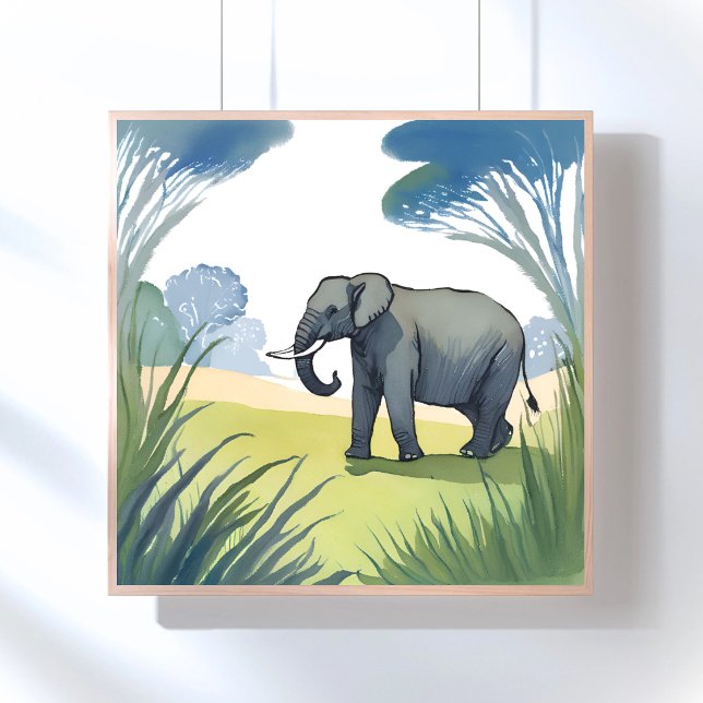 Elefant Safari | Vacker natur akvarell  Poster (Skapare uppladdad)