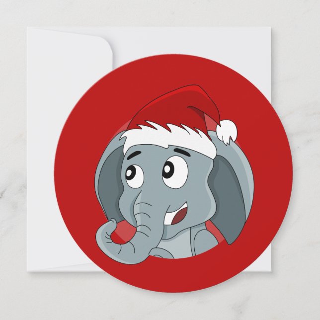 Elefant Santa julfest tryckt inbjudan (Framsida)