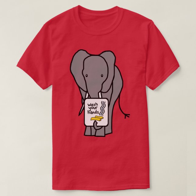 Elefant Says Tvättar Händer T Shirt (Design framsida)