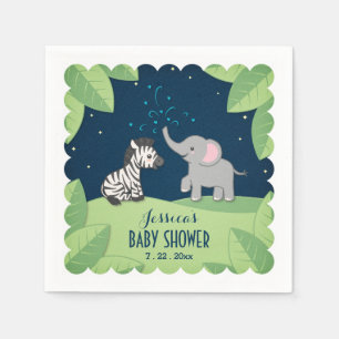 Elefant- & sebraSafaribaby showerservetter Pappersservett