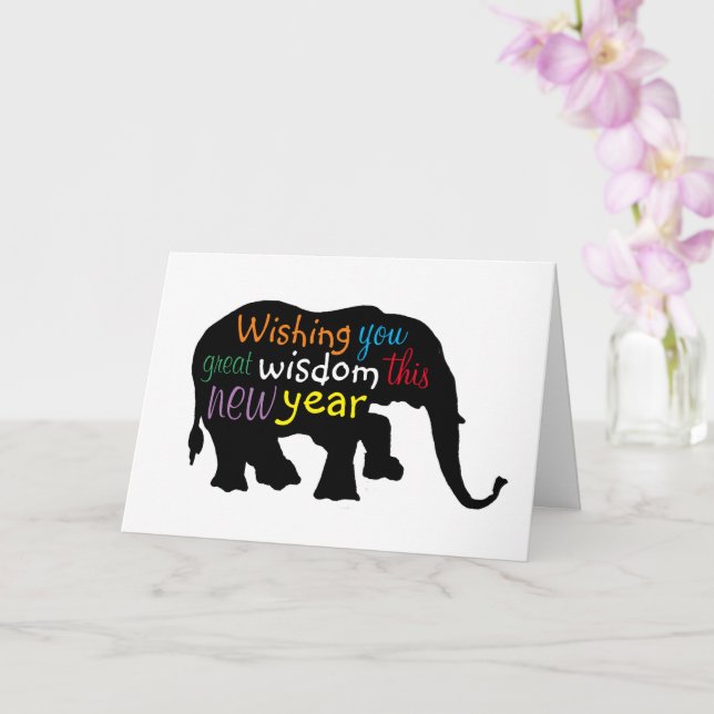 Elefant Silhouette - Valfri Färg - Kort (Orkide)