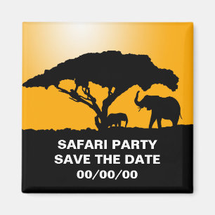 Elefant Silhouettes at Sunset Spara-the-Date Magnet
