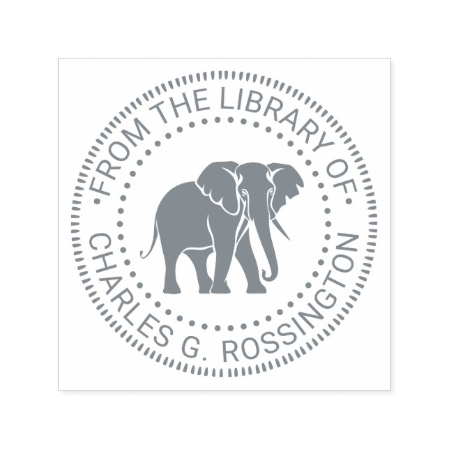 Elefant Siluett Bibliotek Bok Namn Självfärgande Stämpel (Design)
