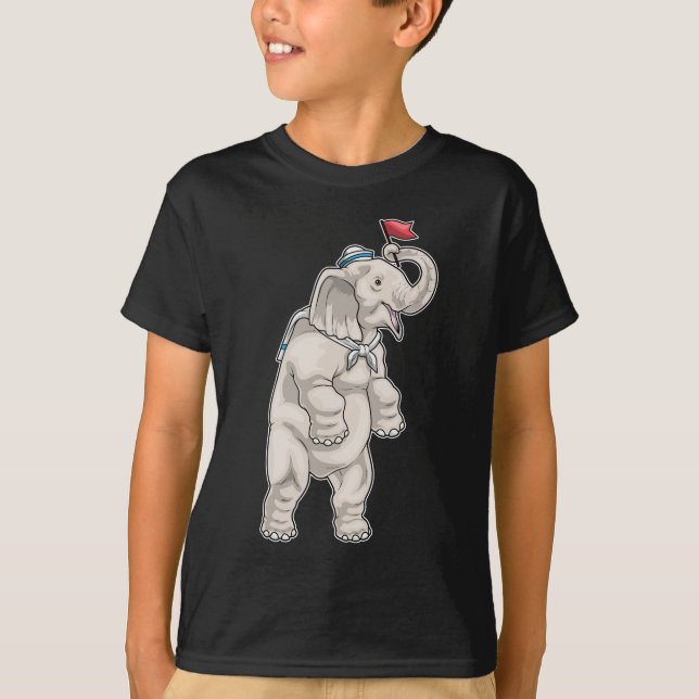 Elefant Sjöman Sjöman hatt T Shirt (Framsida)