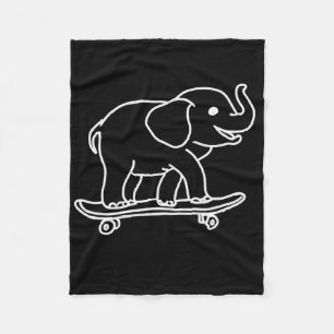 Elefant Skateboardingkontur Linjeteckning Skater Fleecefilt