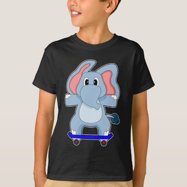 Elefant Skater Skateboard-sport T Shirt (Framsida)