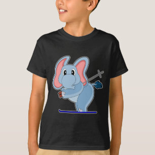 Elefant skidåkare skidstavar t shirt