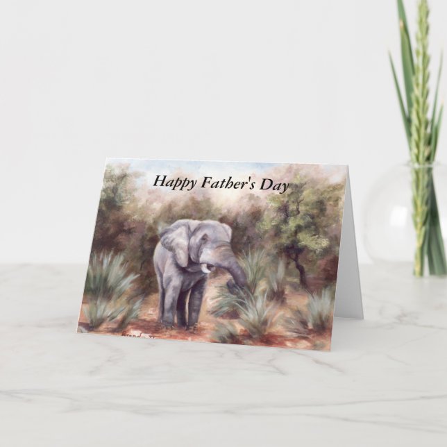 Elefant som är kommande till och med fars dagkort kort (Framsida)