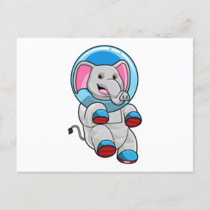 Elefant som astronaut i glassfär vykort
