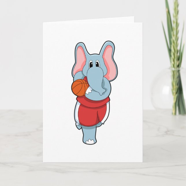 Elefant som Basketball-spelare med Basketball Kort (Framsida)