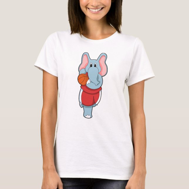 Elefant som Basketball-spelare med Basketball T Shirt (Framsida)