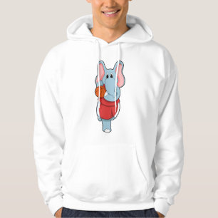 Elefant som basketspelare med basketboll hoodie