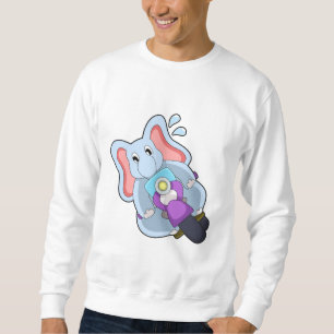 Elefant som Biker med motorcykel.PNG Lång Ärmad Tröja