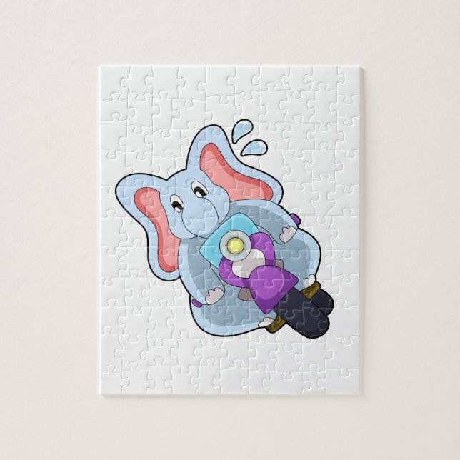 Elefant som Biker med motorcykel.PNG Pussel (Vertikal)