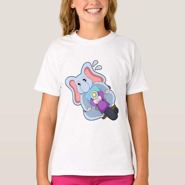 Elefant som Biker med motorcykel.PNG T Shirt (Framsida)