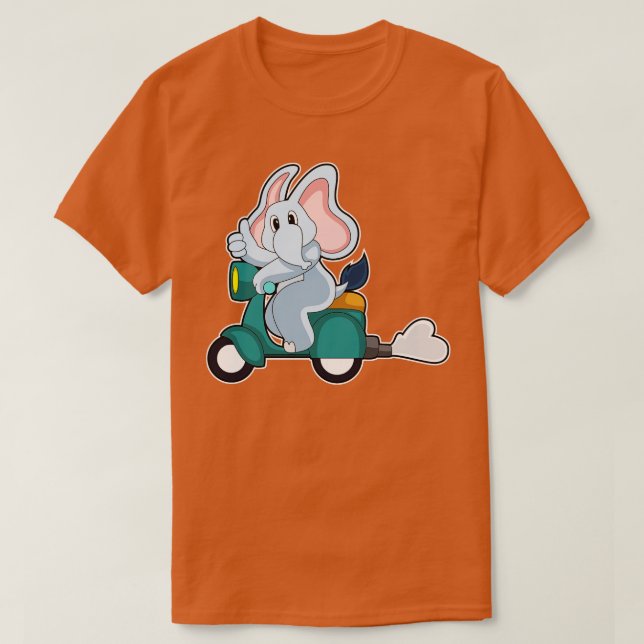Elefant som Biker med Scooter T Shirt (Design framsida)