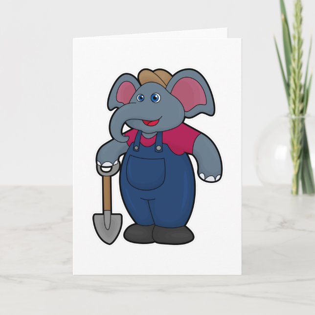 Elefant som bonde med spade kort (Framsida)