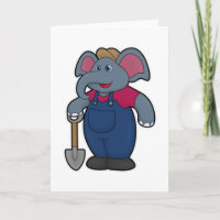 Elefant som bonde med spade