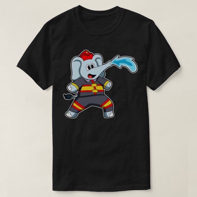 Elefant som brandman med Hose 3 T Shirt (Design framsida)