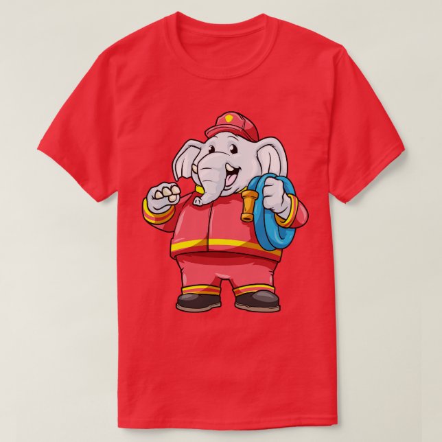 Elefant som brandman med slang 1 t shirt (Design framsida)