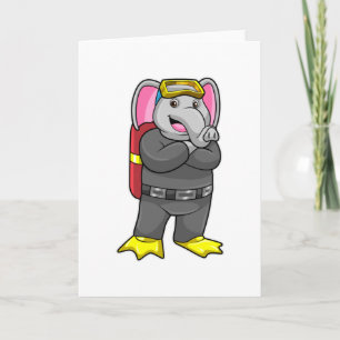 Elefant som dykare med dykarögon kort