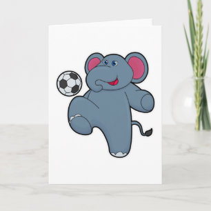Elefant som fotbollsspelare med fotboll kort
