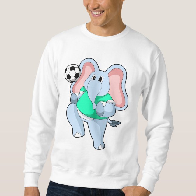 Elefant som fotbollsspelare med fotboll.PNG Lång Ärmad Tröja (Framsida)