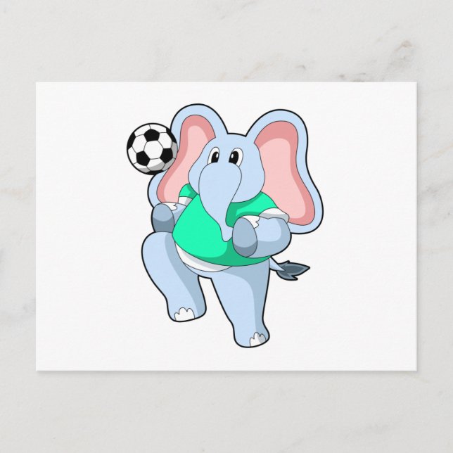 Elefant som fotbollsspelare med fotboll.PNG Vykort (Framsida)
