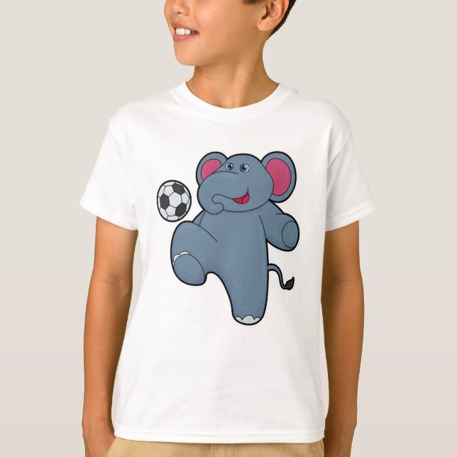 Elefant som fotbollsspelare med fotboll t shirt (Framsida)