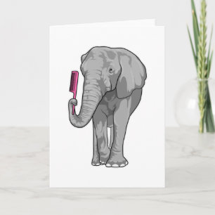 Elefant som frisör med kam kort