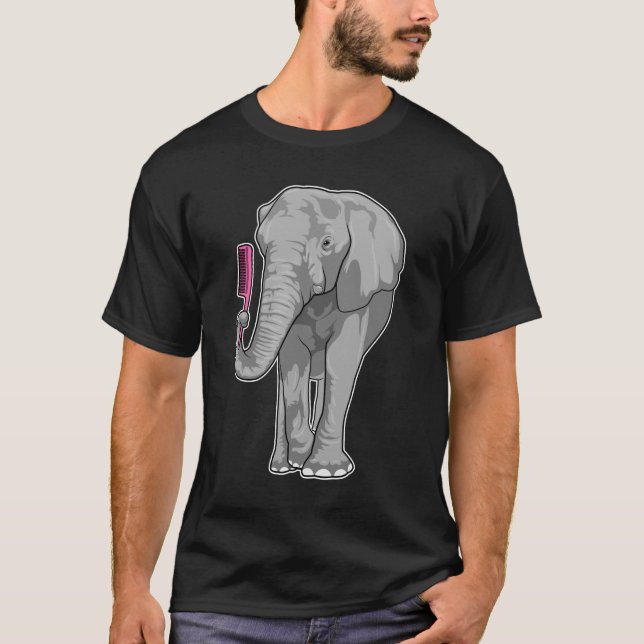 Elefant som frisör med kam t shirt (Framsida)