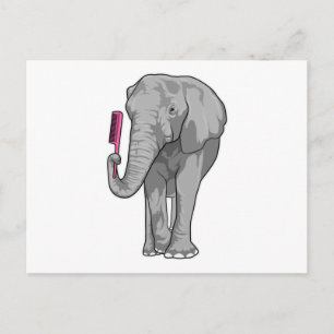Elefant som frisör med kam vykort
