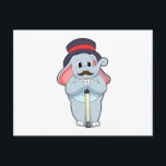 Elefant som gentleman med hatt & promenadkäpp vykort<br><div class="desc">Denna design är den perfekta presenten för en födelsedag,  jul och andra firanden. Den är lämplig för kvinnor,  män och barn.</div>