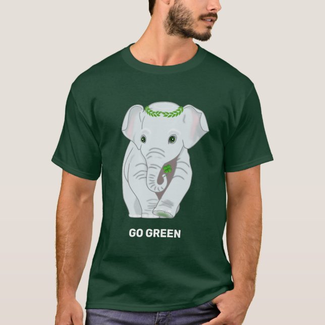 Elefant som håller en fyrabladig klöver T-shirt (Framsida)