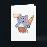 Elefant som kock med rullnings pinne & deg kort<br><div class="desc">Denna design är den perfekta gåvan för en födelsedag,  jul och andra firanden. Den är lämplig för kvinnor,  män och barn.</div>