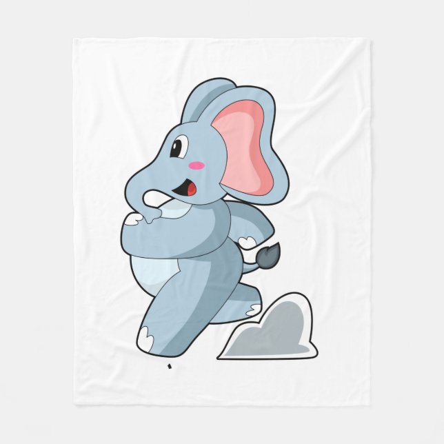 Elefant som löpare fleecefilt (Framsidan)