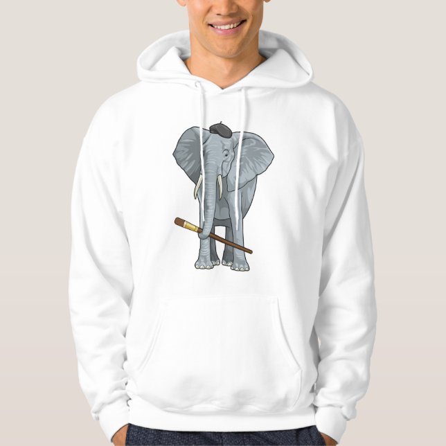Elefant som målare med färgpensel hoodie (Framsida)